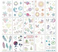 15 Feuilles Tatouages Temporaires Phosphorescents Originaux Élégants Et Personnalisés
