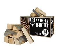 15 kg Bois de Chauffage pour Poêle et Cheminée Brasero Grill Panier à Feu Bûches de Bois de Hêtre 25 cm Grillmaster