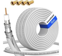 15 m 135dB HQ-135 PRO Coaxial SAT Cable 4 times Shielded for DVB-S / S2 DVB-C and DVB-T BK Systems + 4 Gold F Plugs Free