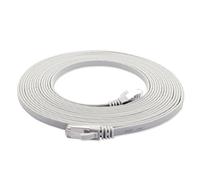 15 m - blanc - 1 pièce câble plat Cat7 câble réseau Cat 7 câble brut Gigabit Lan (10 Gbit/s) câble ruban câble d'installation câble de raccordement plat mince prise Rj 45 Cat6a