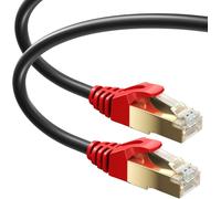 15 m CAT7 Ethernet Network Cable RJ45-Outdoor Application,Waterproof,SSTP-600 MHz-Black 15 m with Clips and Clips