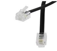 15 m Flat Cable for Telephone and Internet High Speed 15 m Wire for Modem to RJ11 Socket or Microfilter,ADSL Filter 2+/Fibre Optic 6/4 for Fast Internet Connection (Black,15 Meters)