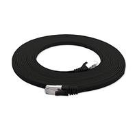 15 m - noir - 1 pièce câble plat Cat7 câble réseau Cat 7 câble brut Gigabit Lan (10 Gbit/s) câble d'installation câble de raccordement câble plat mince prise Rj 45 Cat6a
