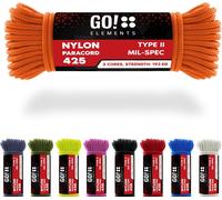 15 M Nylon Paracord Ripstop-3 Mm Paracord Rope 425 Type Ii Lines As Outdoor Rope,All-Purpose Rope,Survival Rope-Nylon Line Max. 193 Kg,Colour: Orange
