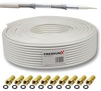 15 m Satellite Coaxial Cable SAT-135dB Shielded 4 Layers-Compatible with DVB-S/S2,DVB-C,DVB-T-4K 1080p Full HD HDTV-Coaxial Antenna Cable for CATV Installations + 10 F Connectors