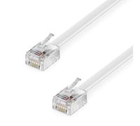 15 m Telephone Cable RJ11 Modular Cable 6P4C Western Cable RJ11-RJ11 Socket Flat Cable Telephone Socket Modem Router Fax ISDN DSL VDSL Internet White