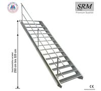 15 marches Escalier en acier avec garde-corps d'un côté Largeur 60 cm Hauteur d'étage 250-320cm
