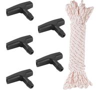 15 Metres Diameter 4 mm Jump Starter Rope,Starter Rope with 5 Starting Handles,Replacement Rope for Starter for Lawnmower,Chainsaw,Edging Cutter