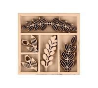 15 Mini décorations feuillages en bois -