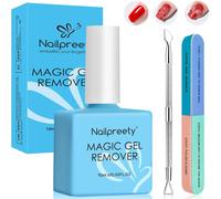 15 Ml Gel Nail Polish Remover, Magic Nail Polish Remover For Varnishes, Semi-Permanent Nail Polish Remover Set, Cuticle Scraper And Nail Files