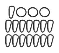 15 Morceaux De Carabiner en Métal en Forme De D Et 3 Parties des Anneaux Clés, Dispositifs Sportifs en Plein Air, Fédération Clé Multifonction, Snaps D'Élément Portable.