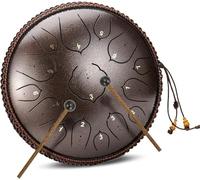 15 Notes 14 Pouces Steel Tongue Drum Set D Key Instrument De Percussion pour Le Yoga Méditation Divertissement Concert Éducation Musicale avec Sac De Voyage Et Maillets, Bronze
