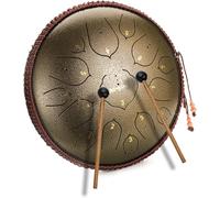 15 Notes 14 Pouces Steel Tongue Drum Set D Key Instrument De Percussion pour Le Yoga Méditation Divertissement Concert Éducation Musicale avec Sac De Voyage Et Maillets, Brass