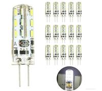 15 pack 1.5W Ampoules LED G4, 150lm, Blanc froid(6000K), 20 Watt Équivalence Halogènes, 24 Pièces 3014 SMD LED Silice Eclairage, AC/DC 12V