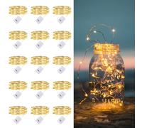 15 Pack Mini Guirlande LED à Pile,Guirlande Lumineuse LED 2M 20LEDs Fil de Cuivre,Guirlande Lumineuses Piles pour Vase Long et Fin, Table, Interieur, Decoration mariage, Decoration Noel