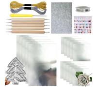 15-Pc Metal Embossing Foil Sheets, 20x30 cm Gold and Silver Embossed Foil Sheet Set, Includes Complete Craft Supplies for DIY Gilding, Foil Paper Art, with Brushes and Leaf Paper (Silver)