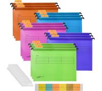15 Pcs A4 Pp Hanging File Holder With Tabs And Inserts,Hanging Filing Cabinet For Office,School,Family,Hanging File For Drawer (5 Colours)