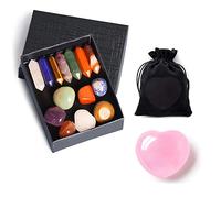 15 Pcs Ensemble de Cristaux de Guérison Premium Kit Cadeaux Pierres Méditation Yoga Pierres Précieuses Naturelles Polies Relief Pierres Précieuses Thérapie Amulette Chakra Quartz Paume Reiki Améthyste