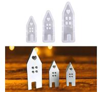 15 Pcs Moule Silicone Resine Epoxy pour Maison Mini, Silicone pour Moulage, Raysin Moules Silicone Moules Bougeoirs, Moules à plâtre, Moules à Gibs, Moules à Raisin (petite, moyenne ou grande maison)