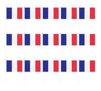 15 Pcs Petit Drapeau Francais, Mini Drapeaux France avec Baton 14 x 21 cm, Kit Supporter pour Football, Fête Nationale, Décoration Bar et Événements Sportifs, Pavillon Tricolore Résistant