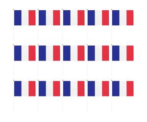 15 Pcs Petit Drapeau Francais, Mini Drapeaux France avec Baton 14 x 21 cm, Kit Supporter pour Football, Fête Nationale, Décoration Bar et Événements Sportifs, Pavillon Tricolore Résistant