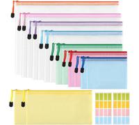 15 Pcs Pvc Document Bags A4/A5/A6/B4/B5/B6/B8/Invoices With Labels-Colorful Waterproof Document Bag For Documents,Cosmetics