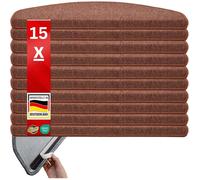 15 pcs Tapis d'escalier London, Terra, 23,5 x 65 cm, Demi-circulaire