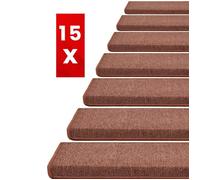 15 pcs Tapis d'escalier London, Terra, 23,5 x 65 cm, Rectangulaire