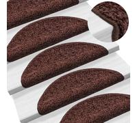 15 Pcs Tapis D'escalier Marron 65 X 25 Cm