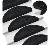 vidaXL Tapis d'escalier 15 pièces 65 x 21 x 4 cm demi-rond Noir Grand