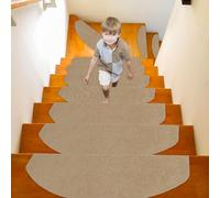 15 pcs Tapis d'escalier Protection d'escalier Autocollant 65x21x4cm brun foncé