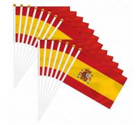 15 Petits Drapeaux Espagne avec Bâton, 14x21cm Mini Drapeaux pour Décoration Sportive, Drapeau Espagnol pour Événements et Fêtes, Drapeaux de Table et Main, Drapeau National Compact