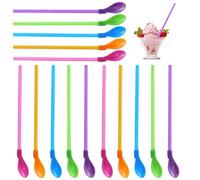 15 pièce pailles colorées 2 en 1 en plastique réutilisables pour cocktails, smoothies, milkshakes, thé au lait