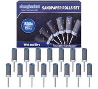 15 Pièces 1500 Grains Tambour De Ponçage pour Dremel Outils Rotatifs, Manchons de Ponçage avec Tige de 1/8" pour Polissage et Ponçage