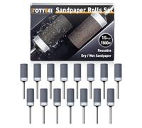 15 Pièces 1500 Grains Tambours de Ponçage pour Outil Rotatif Dremel, Manchons de Ponçage avec Tige de 1/8" pour Polissage et ponçage du métal