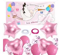 15 Pièces 160x70 cm Gender Reveal Set Ballon Gender Reveal Gender Reveal Party Decoration Welcome Home Banderole Gender Reveal Decoration Bienvenue Bebe Bannière rose（Pink）