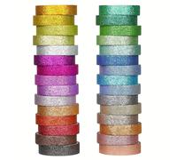 15 pièces/30 pièces Assortiment de rubans washi décoratifs brillants et colorés, rubans fins de 10 mm pour l'artisanat, l'emballage-cadeau, le scrapbooking, les agendas, les journaux bullet, la décora