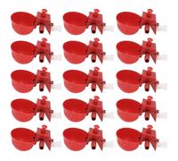 15 Pièces Abreuvoir Automatique Rouge en Plastique | Installation Rapide Vis et Écrou, Bol Peu Profond, Indicateur D’eau Clair, Usage en Cages et Racks Couleur Aléatoire