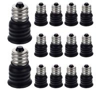 15 Pièces Adaptateur E12 vers E14 pour Douille de Lampe, Noir | Installation Facile, Remplacement Sûr et Pratique, pour Systèmes de Surveillance et Sous-sols, Cuivre Abs