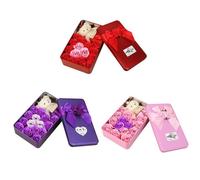 15 Pieces/Boîte Creatif Rose Fleur Petale Savon Parfume Avec Ours Poupee Pour Le Corps De Bain Avec Boîte De Fer Saint Valentin Cadeau De Fête De Mariage