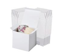 15 Pièces Boîtes Cadeaux Blanc Papier Kraft, 13 x 13 x 13 cm Boîtes en Carton avec Couvercle, Blanc Cadeau Pliable Boîtes Cadeaux, Boîte Cadeau Carrée, pour Fête Mariages, les Cadeaux de Fête