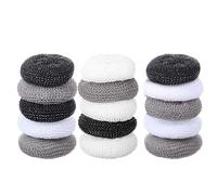 15 Pièces Brosses à Vaisselle en Plastique Tampon à Récurer Brosse en Tissu de Nettoyage Anti-Rayures Disque Brosse Ronde Eponge à Gratter pour Nettoyage de Cuisine (Noir, Blanc, Gris)