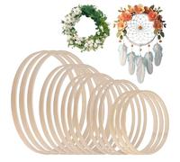 15 Pièces Cercle Bois 10/13/15/18/20 cm Anneaux en Bambou, Cerceaux en Bois, Cercle Attrape Reve pour Décoration de Couronne de Noël, Couronne de Mariage, DIY, Décoration De Couronne De Mariage