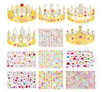 15 Pièces couronnes en papier dorées à décorer,couronne enfant DIY avec autocollants strass et lettres,chapeau anniversaire enfant pour fête,anniversaire princesse,couronne anniversaire personnalisée