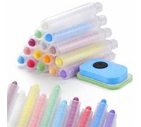 15 pièces craies pour enfants, craies lavables rétractables avec porte-craie, craie couleur pour tableau noir et blanc, crai de trottoir extérieures, craie enfant pour dessin et écriture