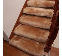15 pièces de marches d'escalier en Fausse Laine, Tapis à Poils Longs, antidérapants et résistants à l'usure, adaptés aux escaliers, aux couloirs et aux Zones de Chevet Light Brown 25 * 75 CM