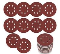 15 Pièces Disques Abrasifs 125 mm/5 Pouces, Disque de Ponçage Grain 60, Papier Abrasif 8 Trous, Feuilles Abrasives pour Ponceuse Orbitale Aléatoire Murale