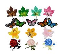 15 Pièces Eccuson Patch Feuille d'érable Rose, Patch Jean Troué Fleurs, Ecusson à Coudre Papillon, Ecusson Thermocollant Fille, Stickers Tissu Thermocollant Pivoine