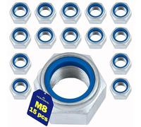 15 Pièces Ecrou Hexagonal M8 DIN 985 Fabriqué en Acier et Équipé d'un Système de Blocage Automatique - Garantie de 10 Ans - MONTERAL