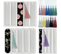 15 Pieces Epoxy Resin Bookmark Mould, Silicone Bookmark Mould, Diy Reading Book Mark Silicone Mould, 20 Pieces Multiple Colour Tassels, Diy Craft Diy Bookmark